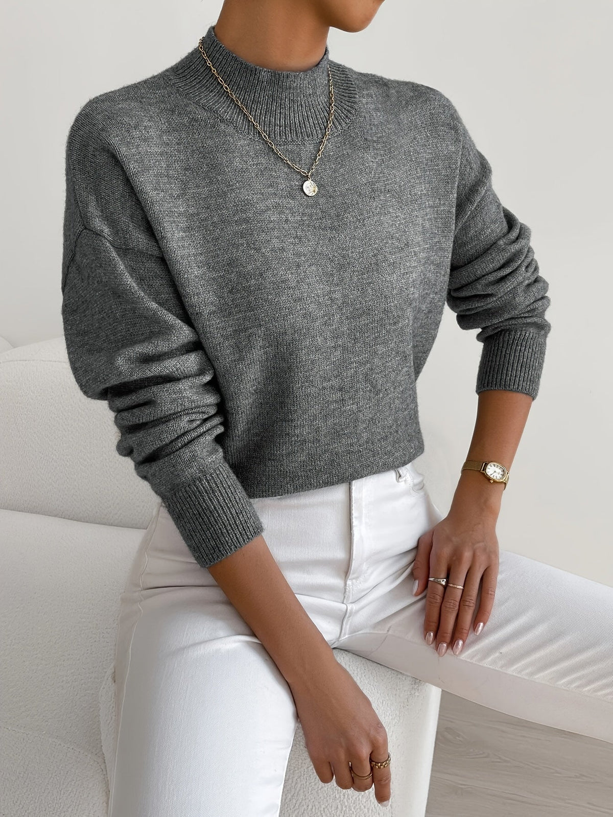 Willa-Dawn Mock Neck Knit Sweater