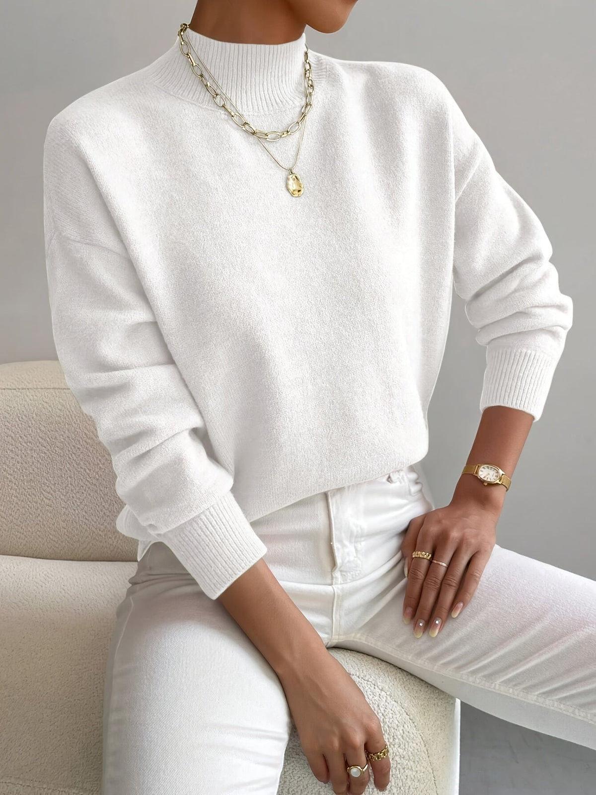 Willa-Dawn Mock Neck Knit Sweater