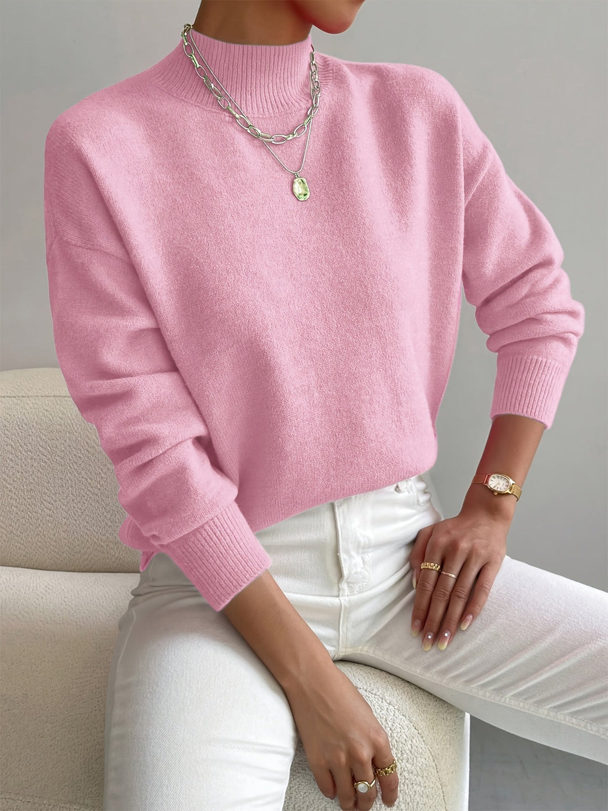 Willa-Dawn Mock Neck Knit Sweater