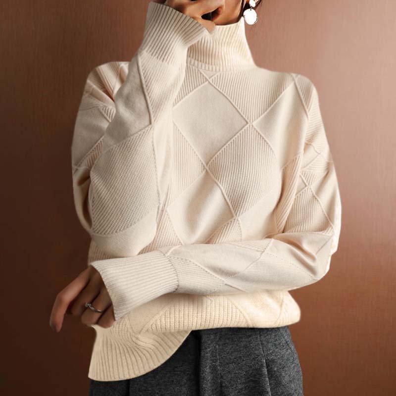 Wilhelmina Diamond Texture Turtleneck Sweater