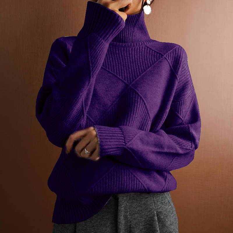 Wilhelmina Diamond Texture Turtleneck Sweater