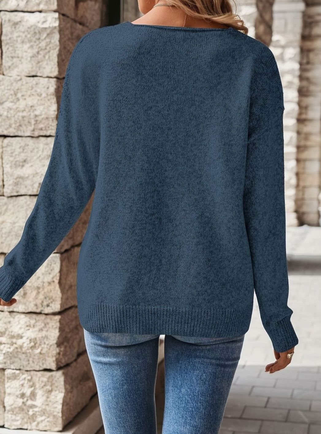Astrid Chevron Open Knit V-Neck Sweater