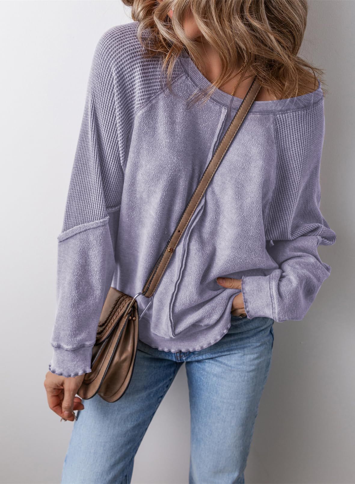 Ambrose Lettuce Hem Waffle Sweatshirt