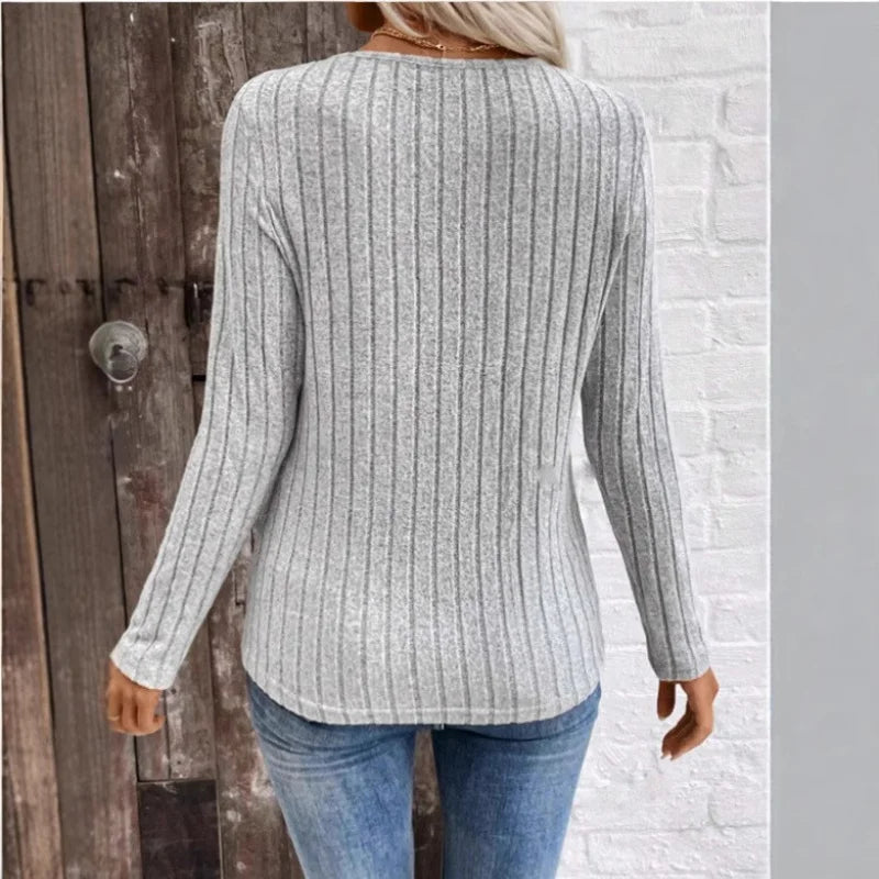 Antonia Ribbed Crossover V-Neck Sweater