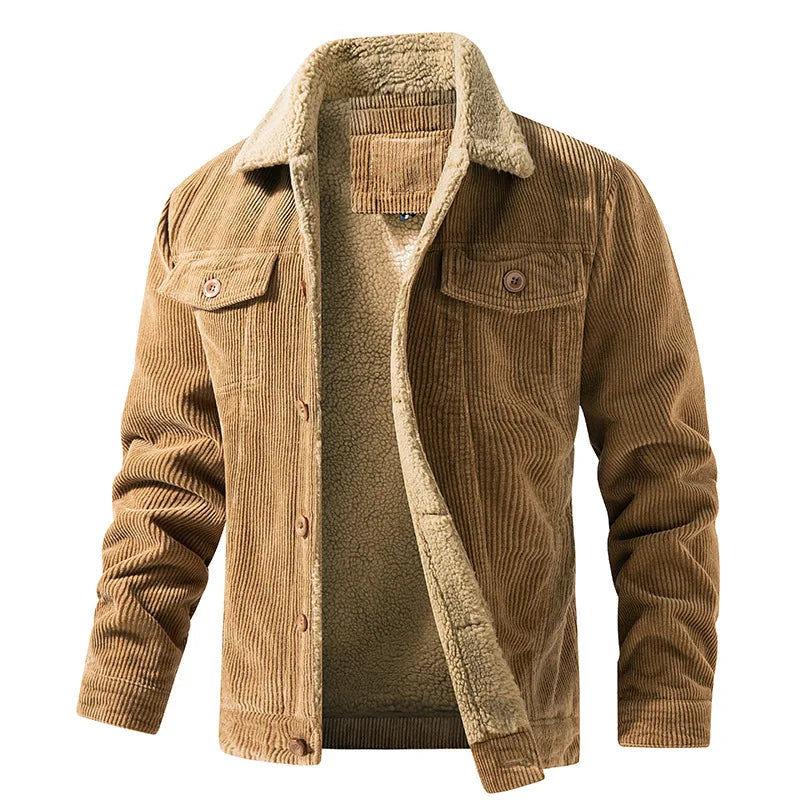 Men's Corduroy Trucker Jacket, Sherpa-Lined Chest-Pocket Coat