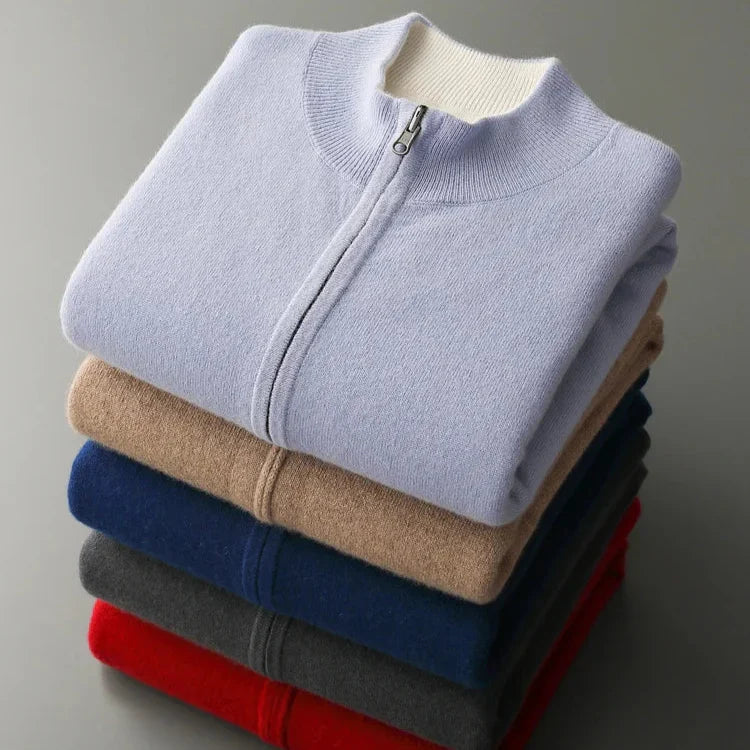 Olympus Cashmere-Feel Zip Cardigan