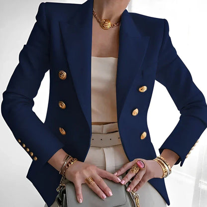 Monroe | Women's Classic Double-Breasted Blazer with Gold Buttons