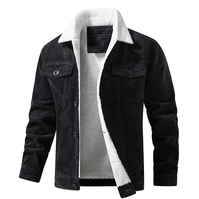Men's Corduroy Trucker Jacket, Sherpa-Lined Chest-Pocket Coat