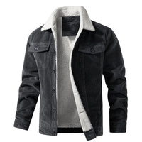 Men's Corduroy Trucker Jacket, Sherpa-Lined Chest-Pocket Coat