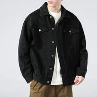 Men's Vintage-Wash Denim Trucker Jacket, Boxy Chest-Pocket Coat