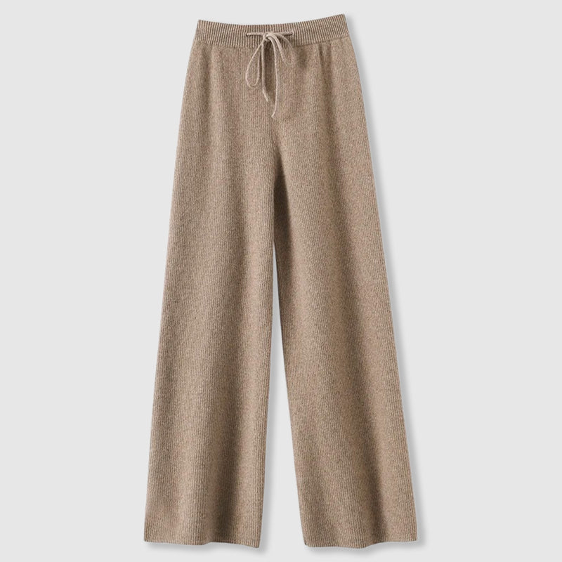 Amoretti Cashmere-Feel Wide-Leg Pants