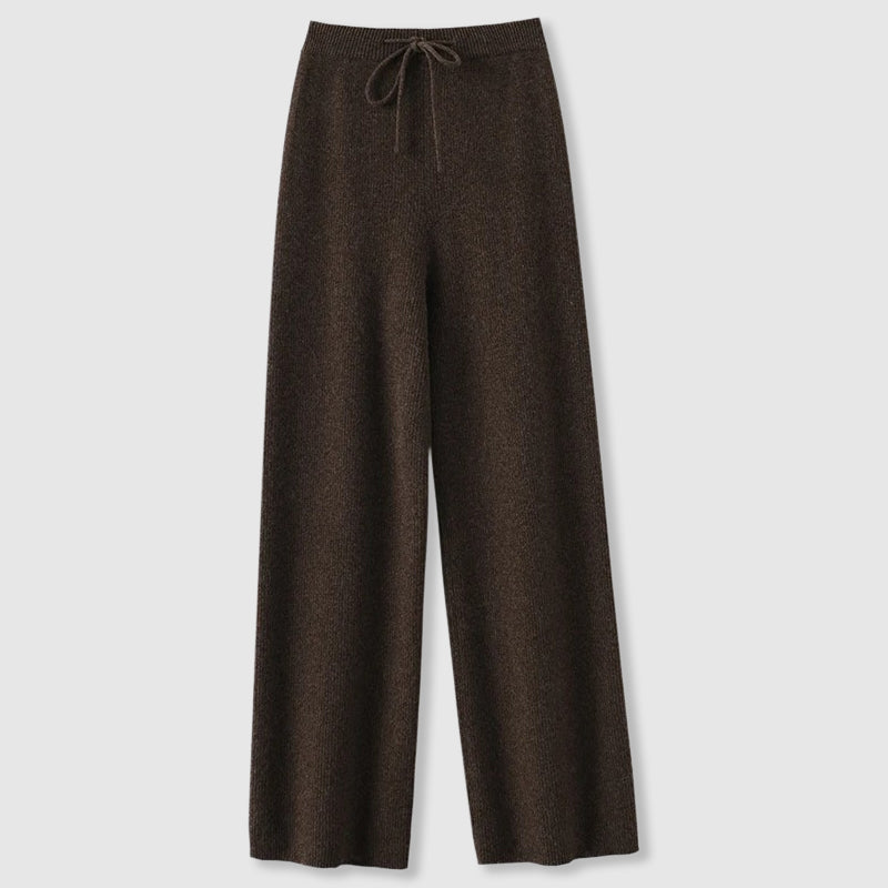 Amoretti Cashmere-Feel Wide-Leg Pants