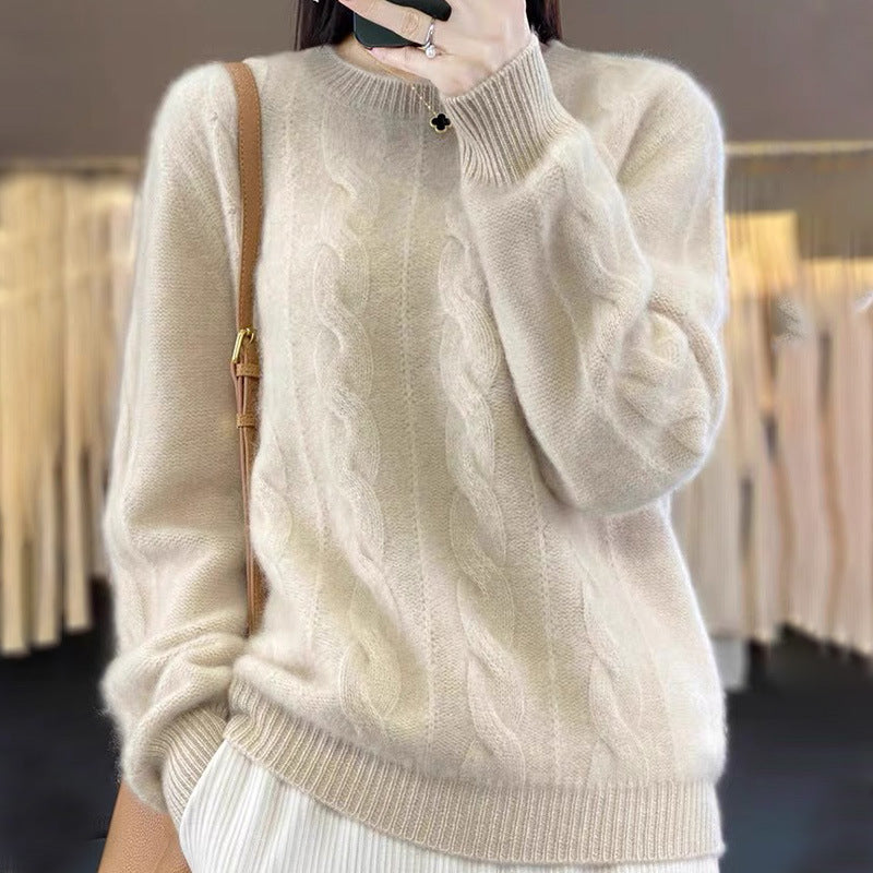 Alessandra Twist Cable Crewneck Sweater
