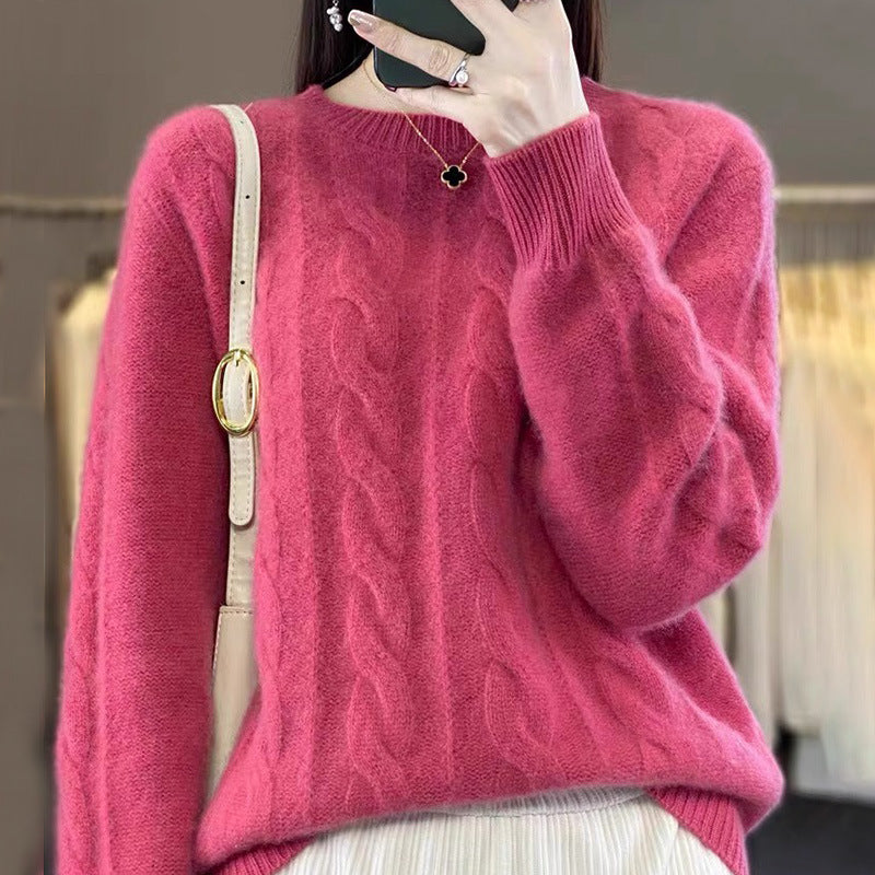 Alessandra Twist Cable Crewneck Sweater