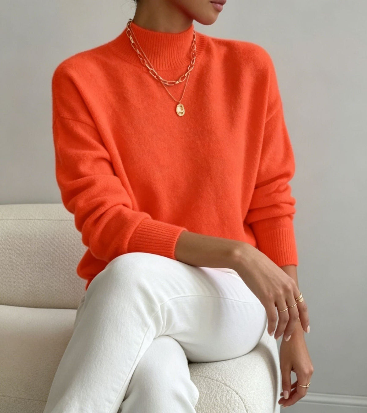 Lucinda Cashmere-Feel Mock Neck Sweater
