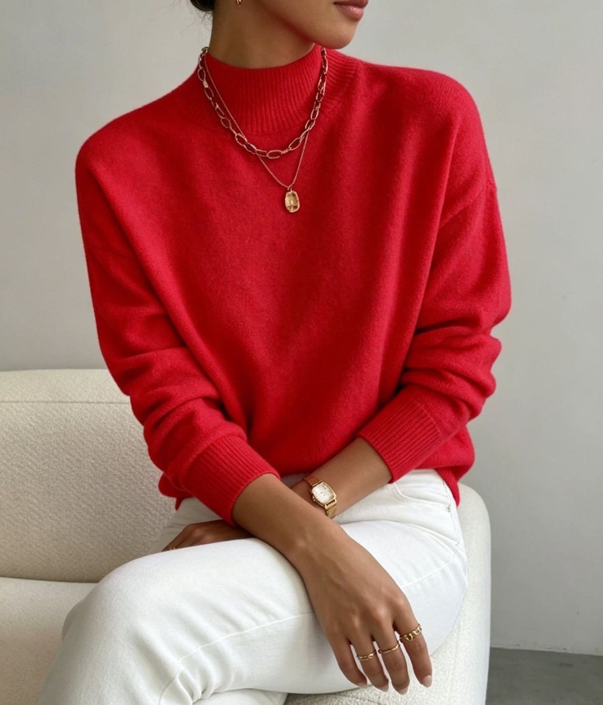 Lucinda Cashmere-Feel Mock Neck Sweater