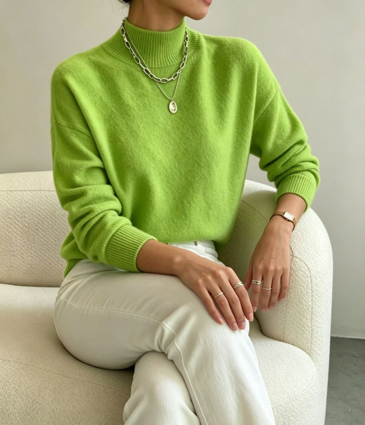 Lucinda Cashmere-Feel Mock Neck Sweater