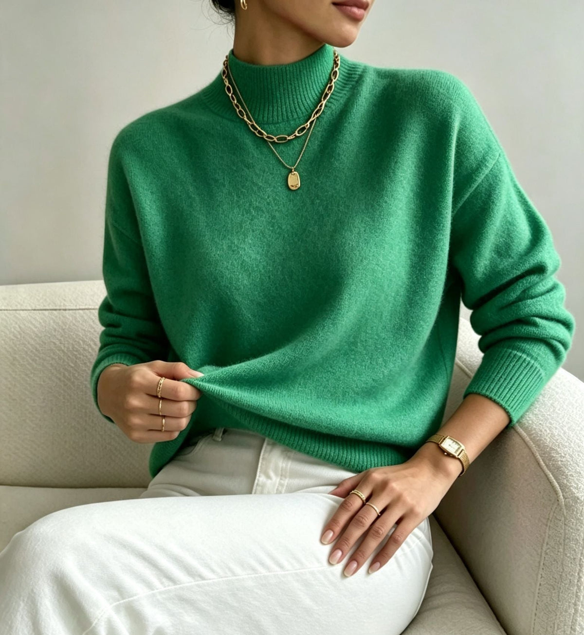 Lucinda Cashmere-Feel Mock Neck Sweater
