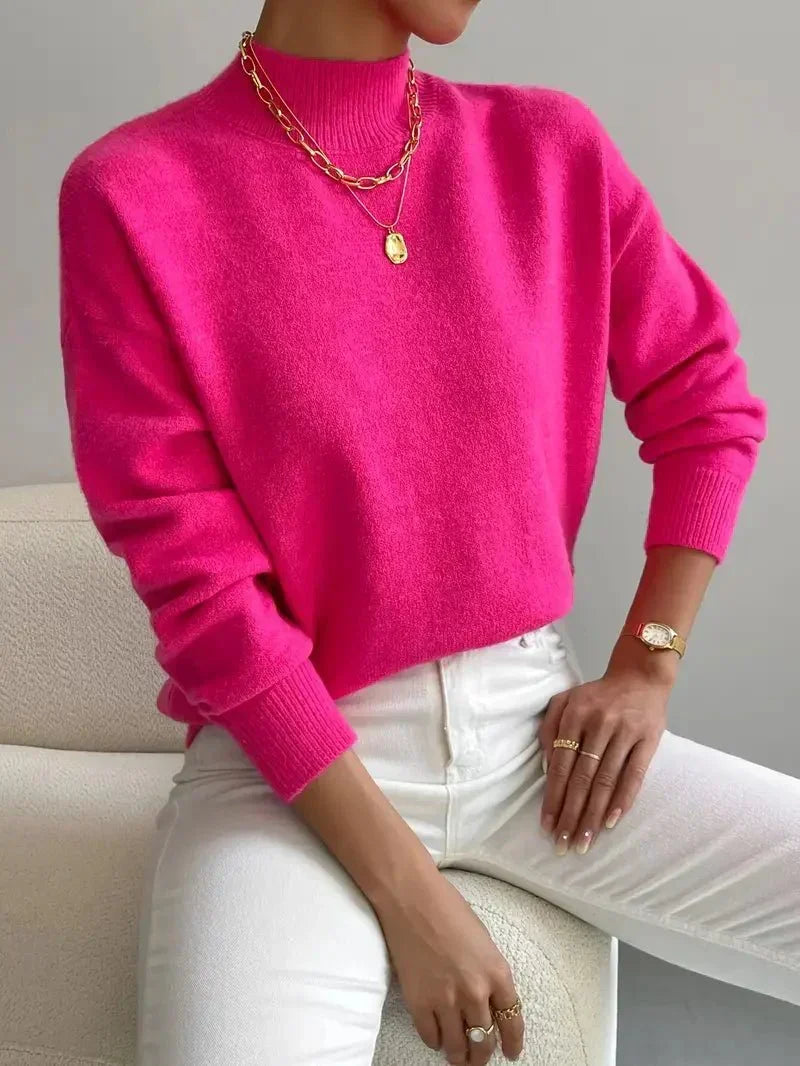 Lucinda Cashmere-Feel Mock Neck Sweater