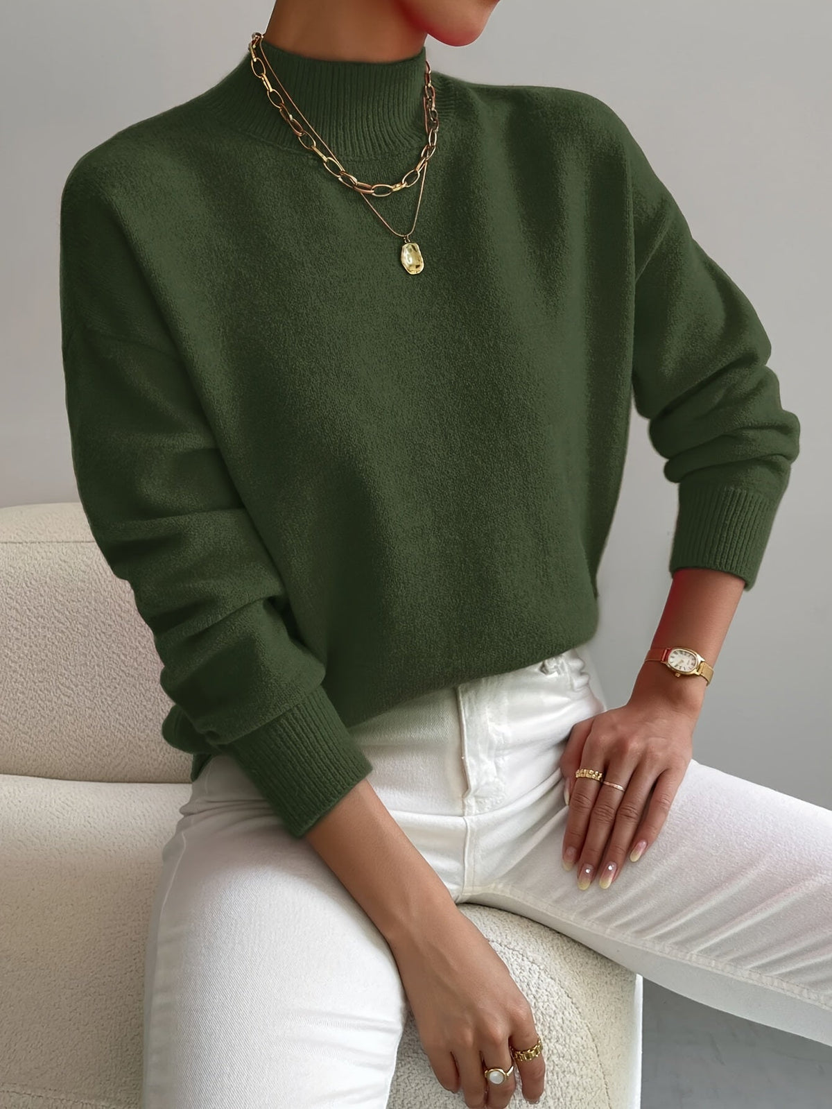 Lucinda Cashmere-Feel Mock Neck Sweater