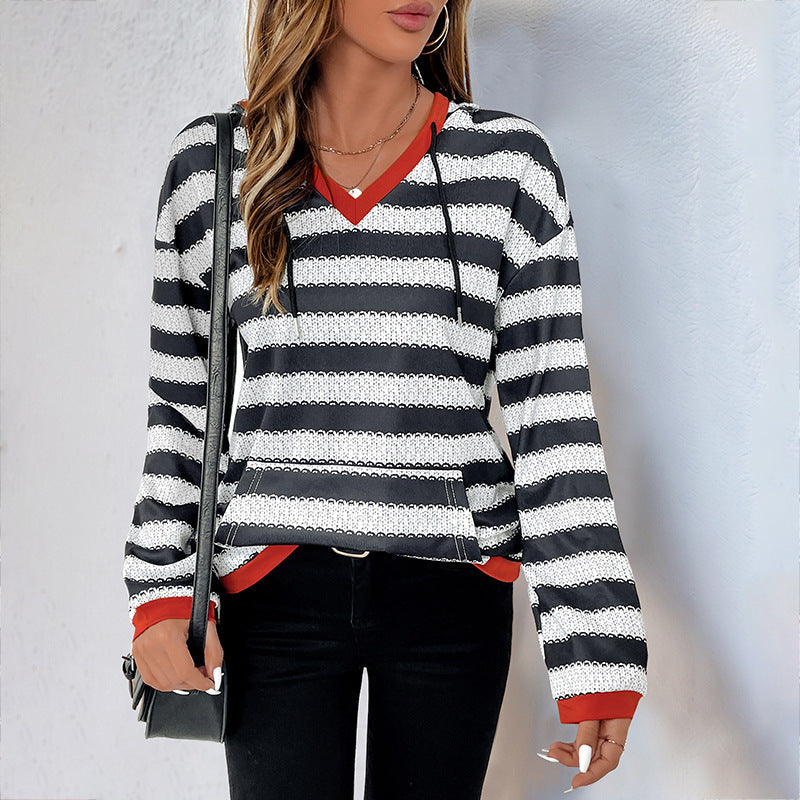 Hollis Striped V-Neck Hoodie