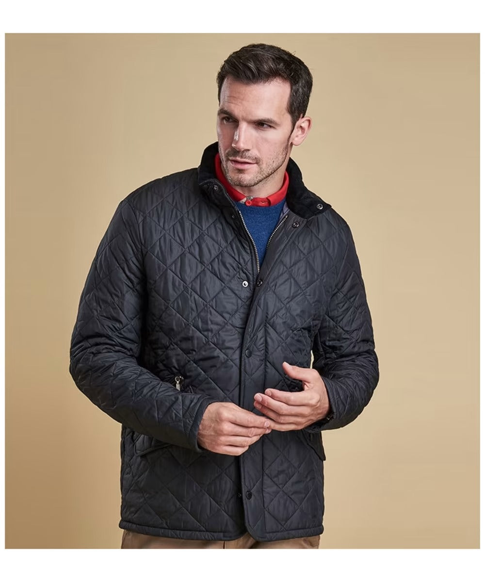 Men's Diamond-Quilted Jacket, Stand Collar and Zip Side Pockets