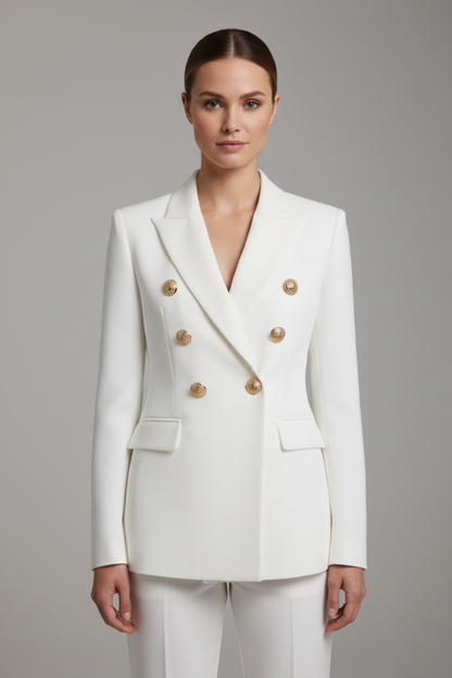 Rebecca | Women’s Double-Breasted Blazer with Gold-Tone Button Details