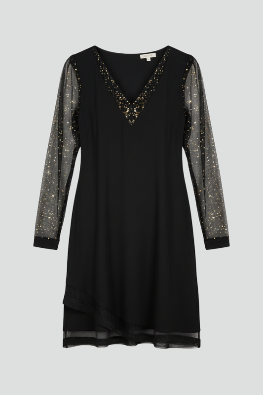 Madison | Women’s Sequin Sleeve V-Neck Cocktail Dress