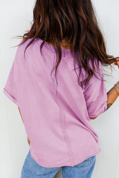 Wide T-shirt with mineral wash and dropped shoulder