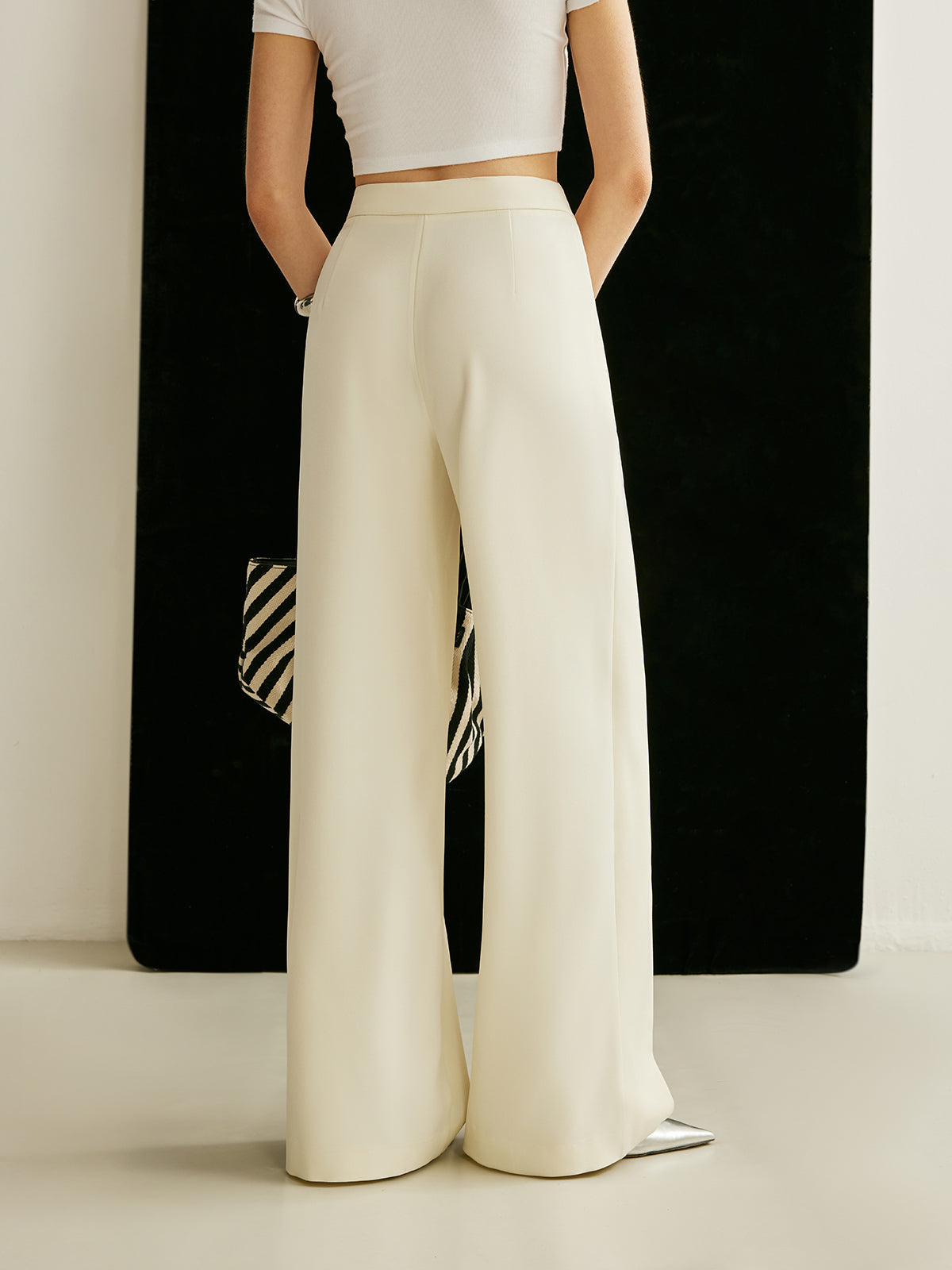 Luna | Women's High Waist Wide Leg Trousers Asymmetric Wrap Pants