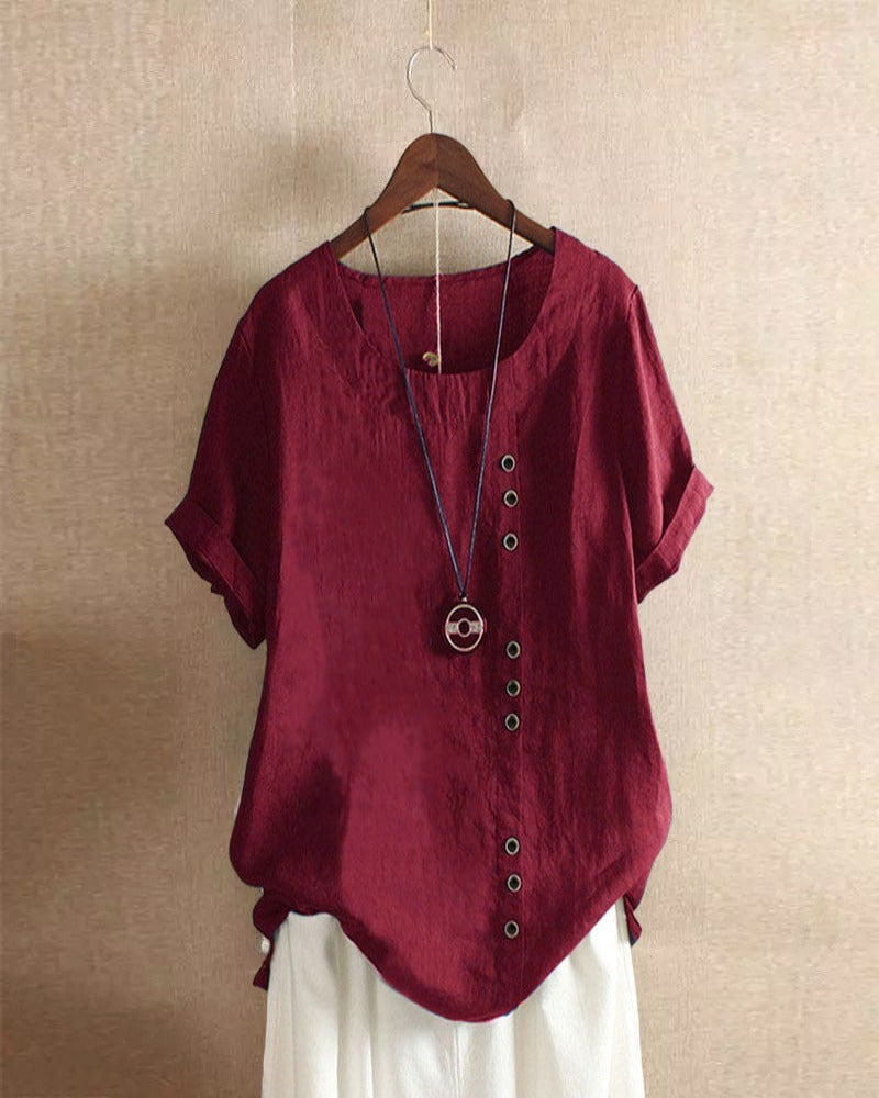 Lena Women's Blouse – Lightweight Linen Blouse with Buttons and Natural Look