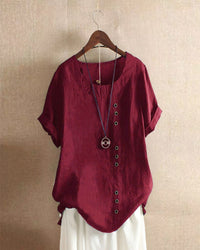 Lena Women's Blouse – Lightweight Linen Blouse with Buttons and Natural Look