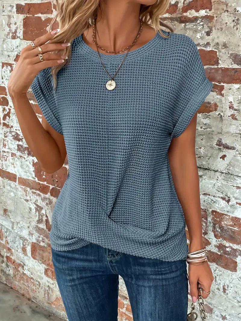Women's Summer T-shirt with Short Sleeves and Crew Neck in Lightweight Fabric