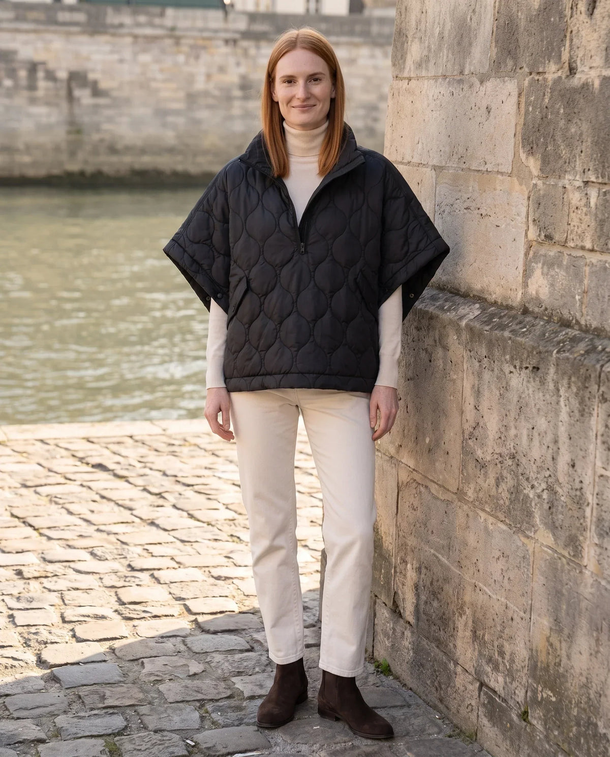 Quilted Cape Gilet with Half-Zip