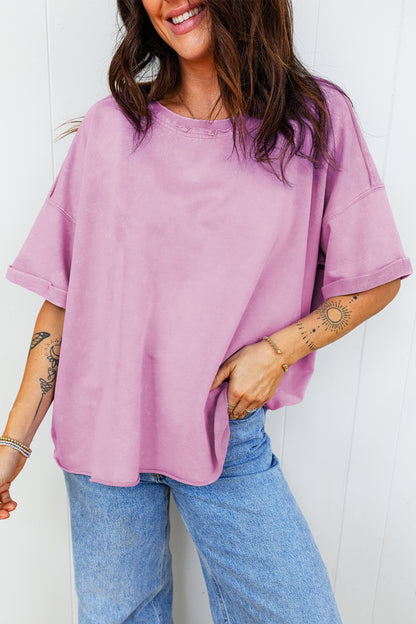 Wide T-shirt with mineral wash and dropped shoulder