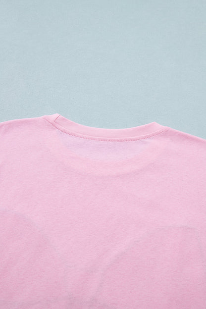 Cotton T-shirt with embroidered leopard bow and crew neck