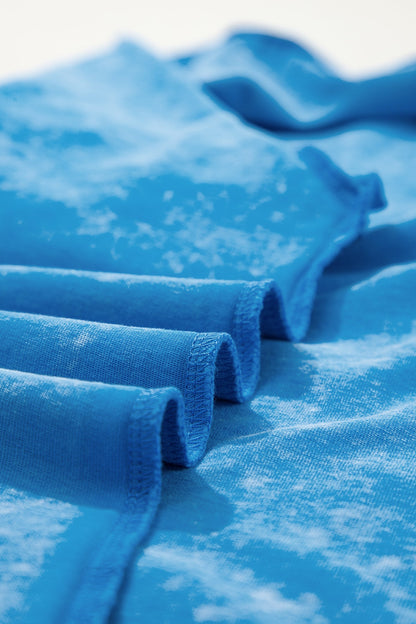 Oversized Blue T-shirt with Mineral Wash Effect