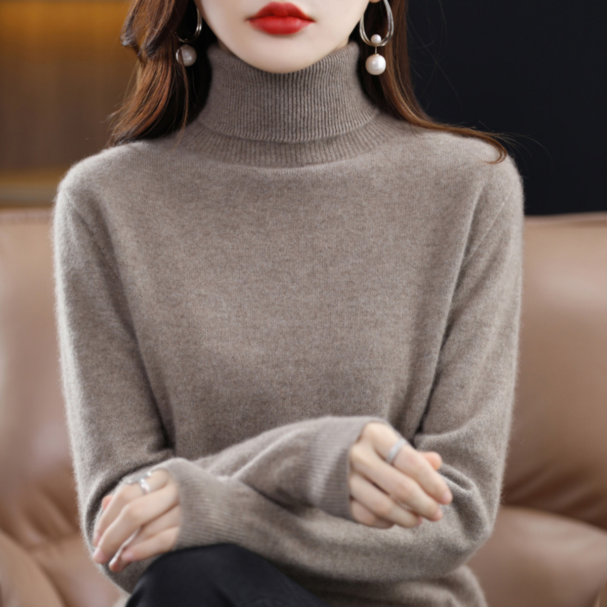 Elena Cashmere-Feel Turtleneck