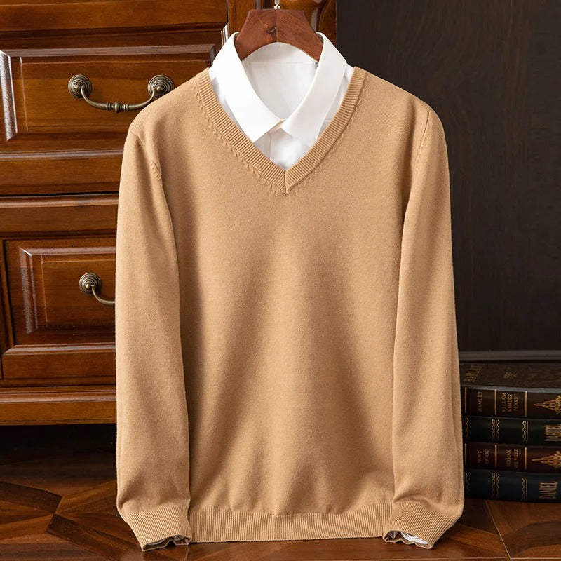 Classic Cashmere-Feel V-Neck Sweater