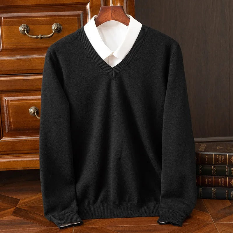 Classic Cashmere-Feel V-Neck Sweater