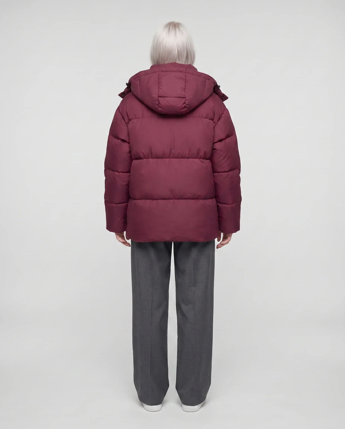 Oversized Puffer Jacket with High Collar and Detachable Hood