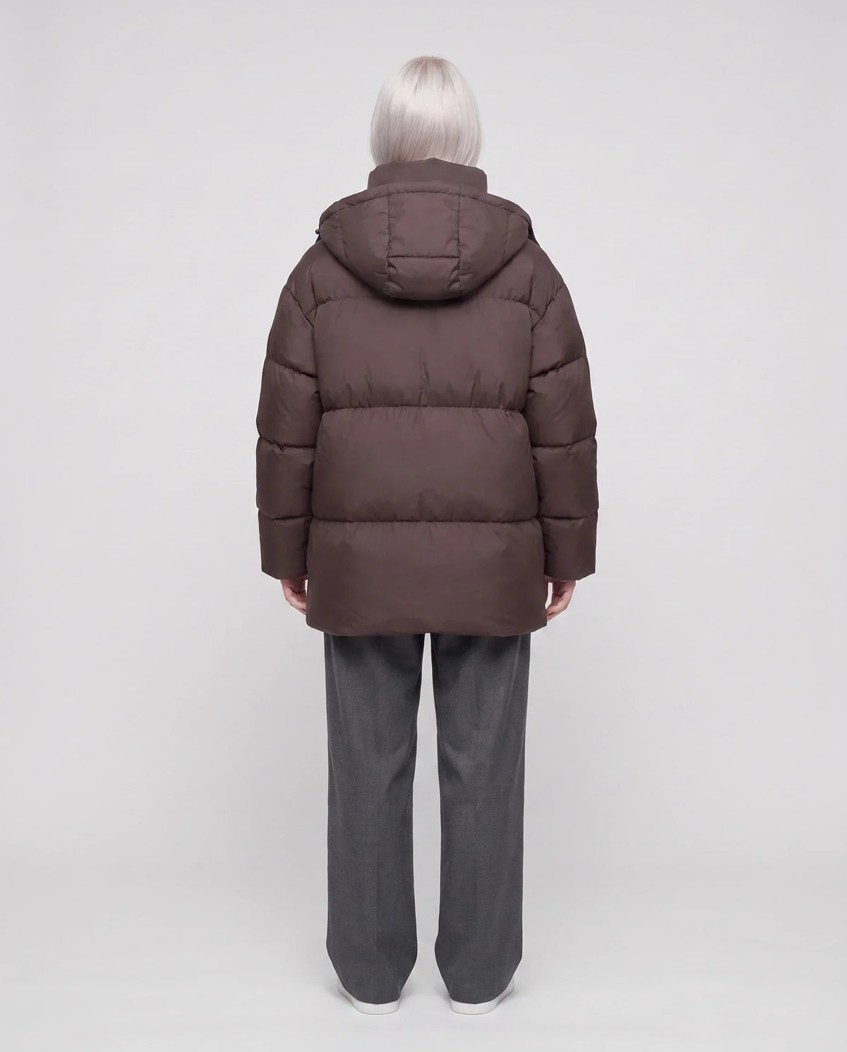 Oversized Puffer Jacket with High Collar and Detachable Hood
