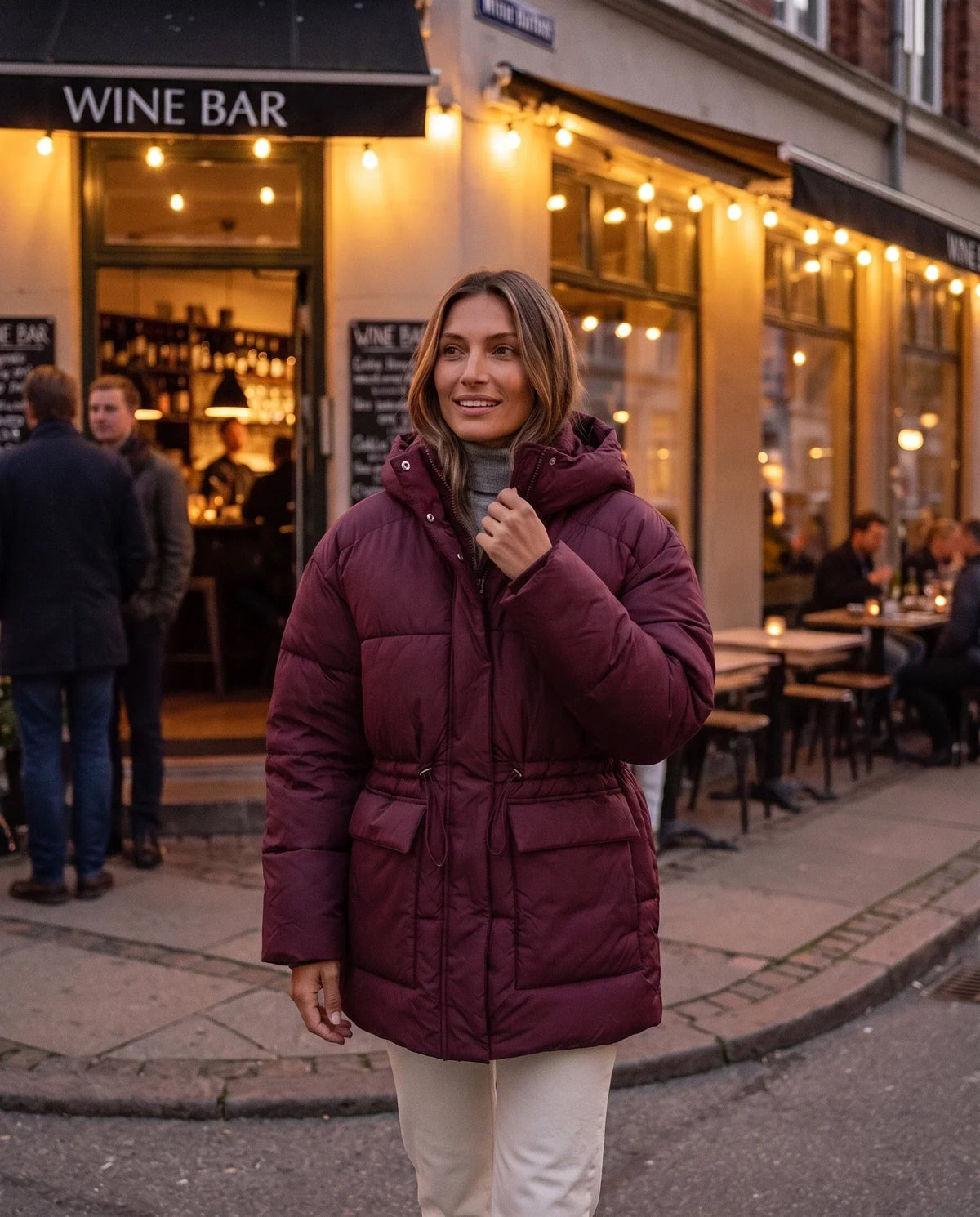 Oversized Hooded Puffer Jacket with Drawcord Waist