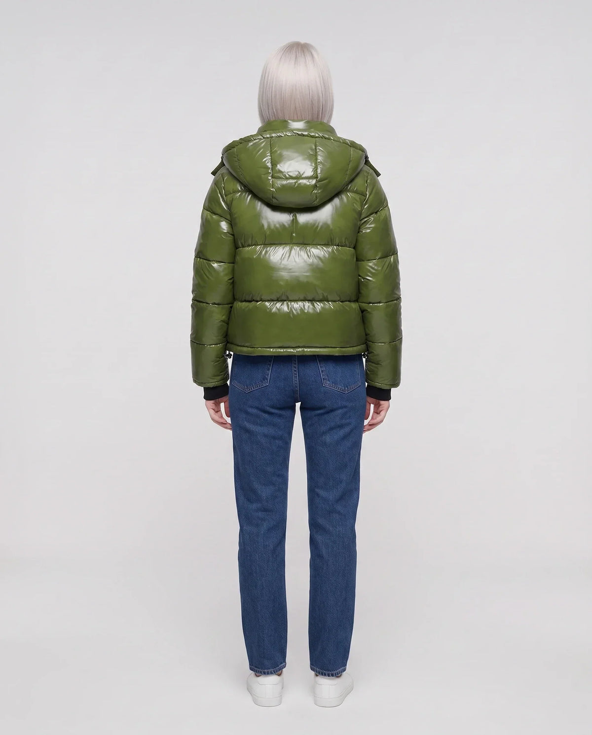 Short Shiny Hooded Puffer Jacket