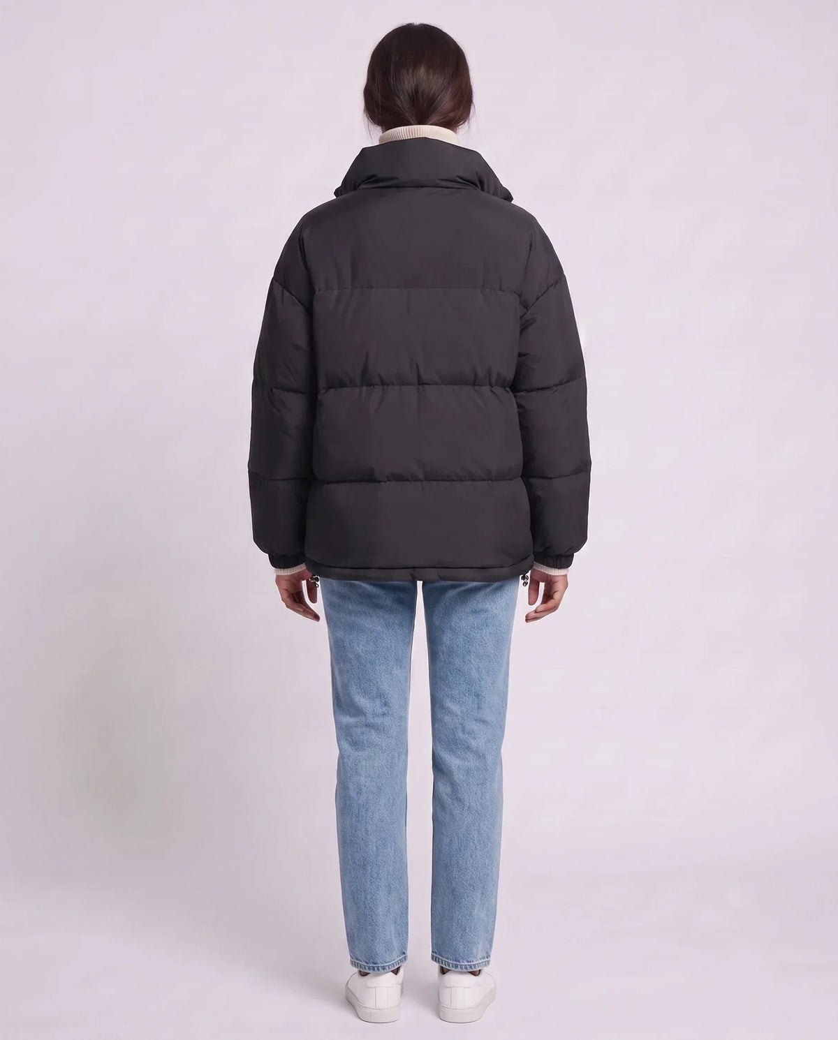 Short Oversized Puffer Jacket with Contrast Zip