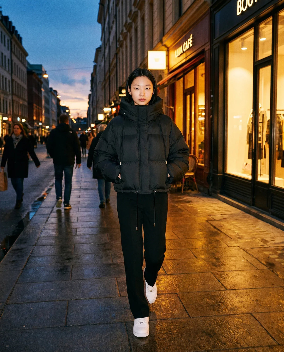 Cropped Hooded Puffer Jacket