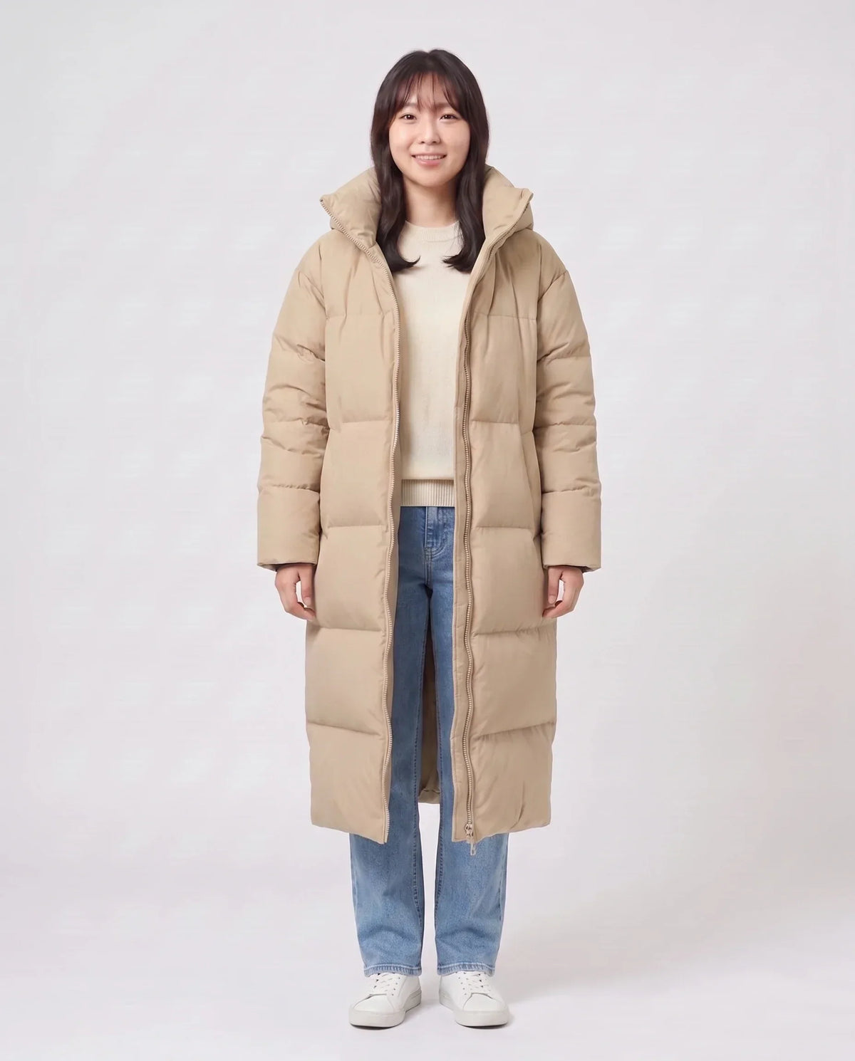 Extra-Long Puffer Jacket with Detachable Hood