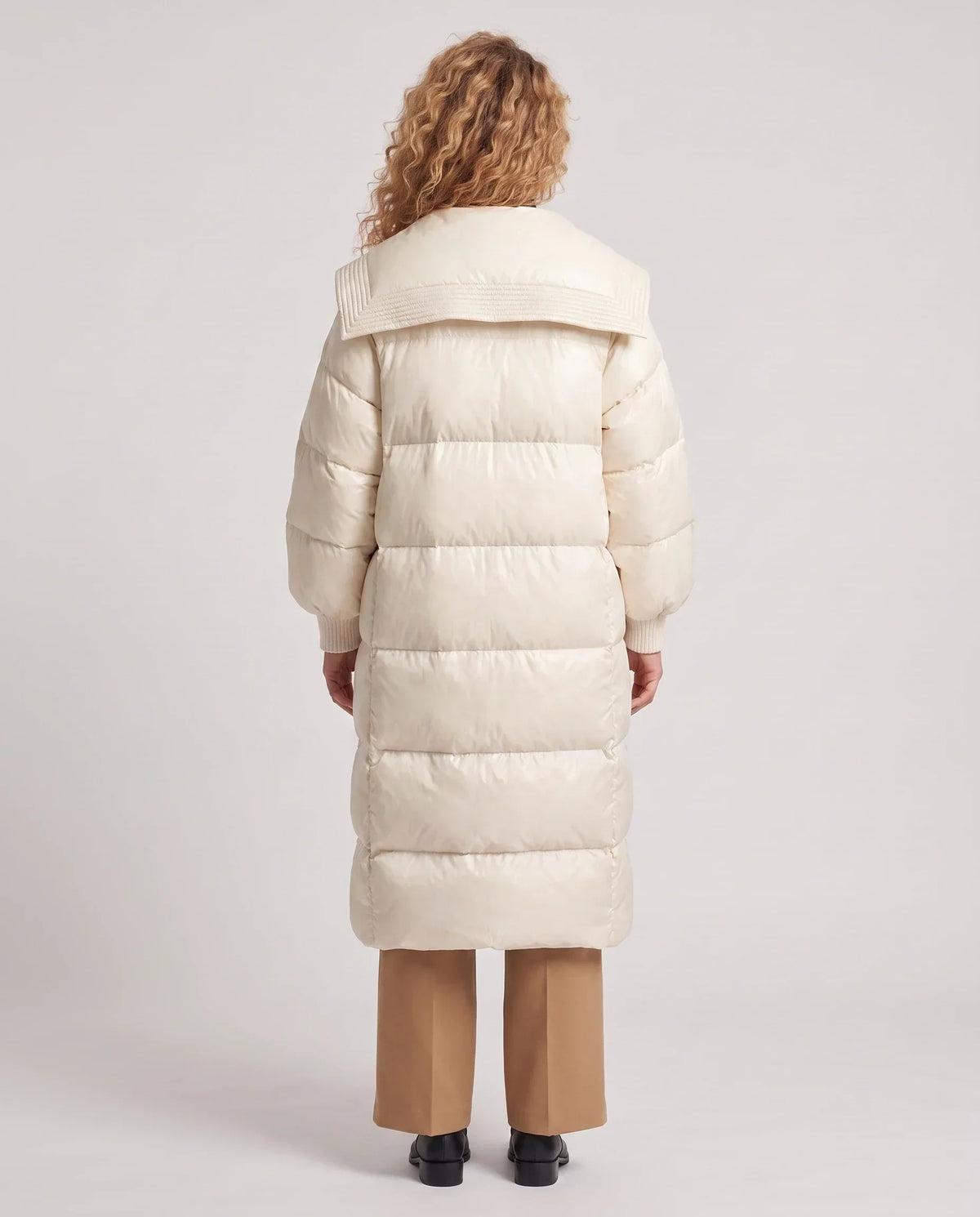 Extra-Long Puffer Jacket with Large Square Collar