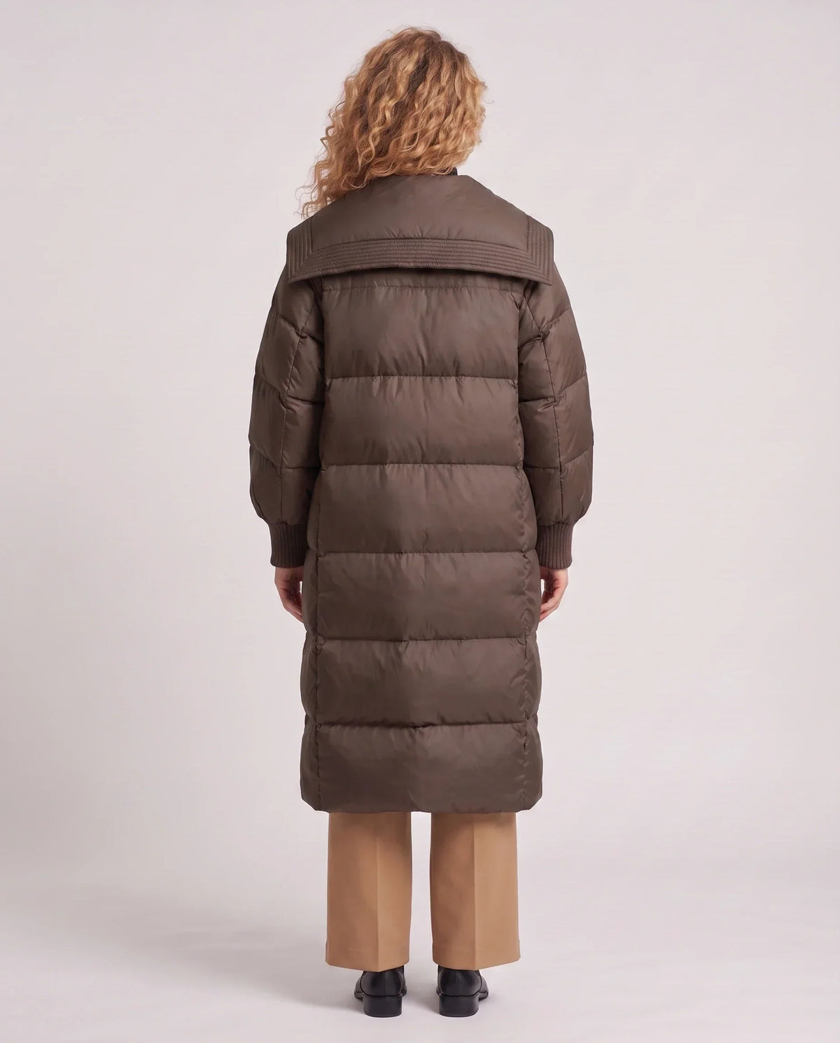 Extra-Long Puffer Jacket with Large Square Collar