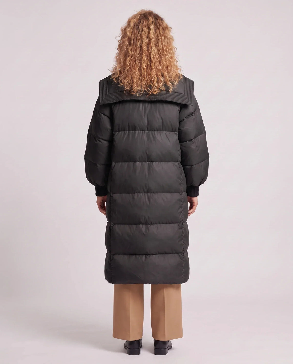 Extra-Long Puffer Jacket with Large Square Collar